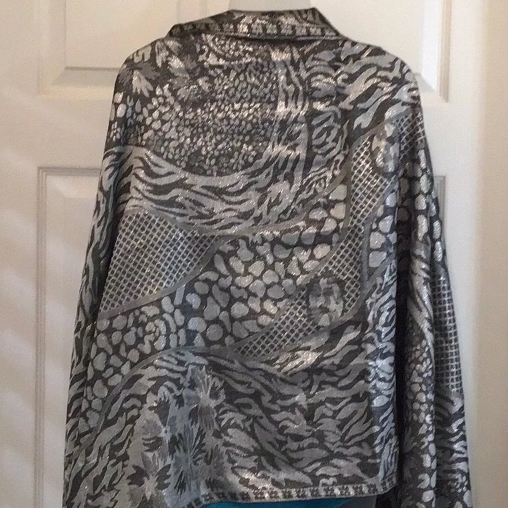 Silver metallic animal print evening wrap for